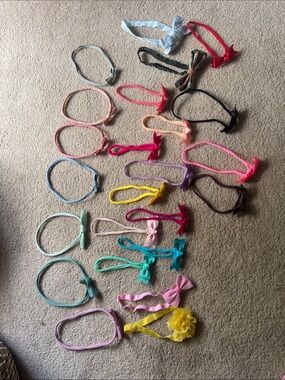 Baby Girl THIN Headband Bow Lot 20+ Nylon Stretch Bows Newborn Infant